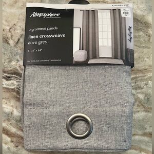 Atmosphere Dove Grey Linen Crossweave Curtain Panels